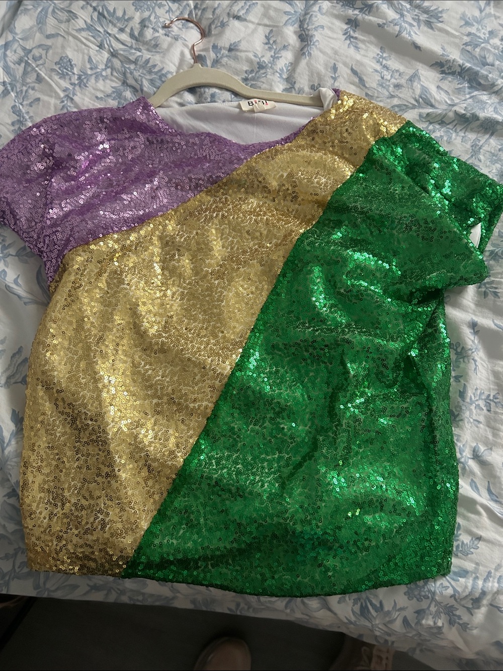 Sequin Colorblock Top — Purple, Gold & Green- boutique Mardi Gras